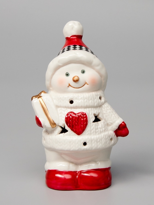 Светодиодная фигура "Снеговичок в свитере" 13.8х6х7, 1 LED, LR44x3(в компл.), Т/БЕЛЫЙ