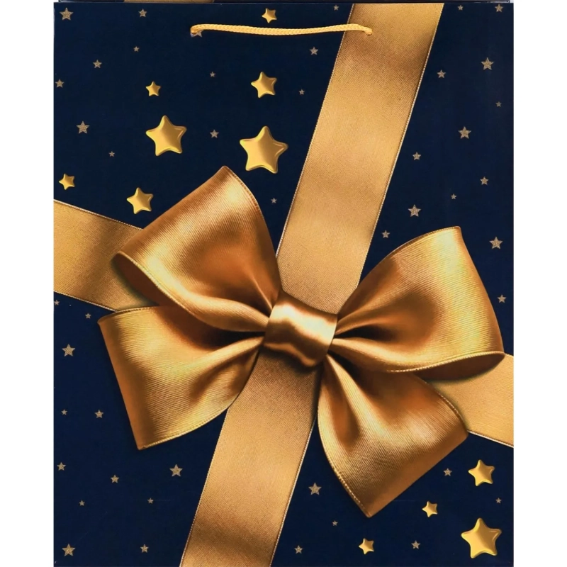 Пакет подарочный с глянц.лам.26,4х32,7x8см L Праздничный бант 128г ППК-7812