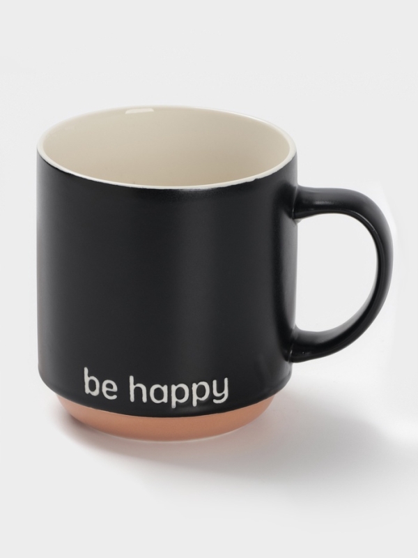 Кружка Доляна Кружка Доляна "Be happy" 12х9х10 см, цвет черный