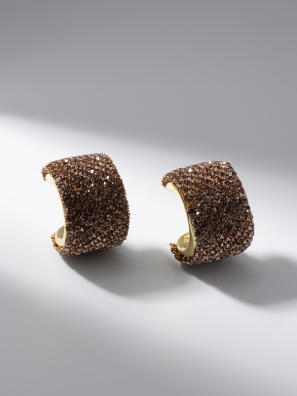 Серьги со стразами «Блеск» дуга, цвет золото