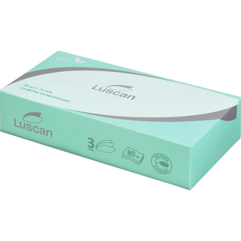 Салфетки косметические Luscan 3сл 80шт/уп белые