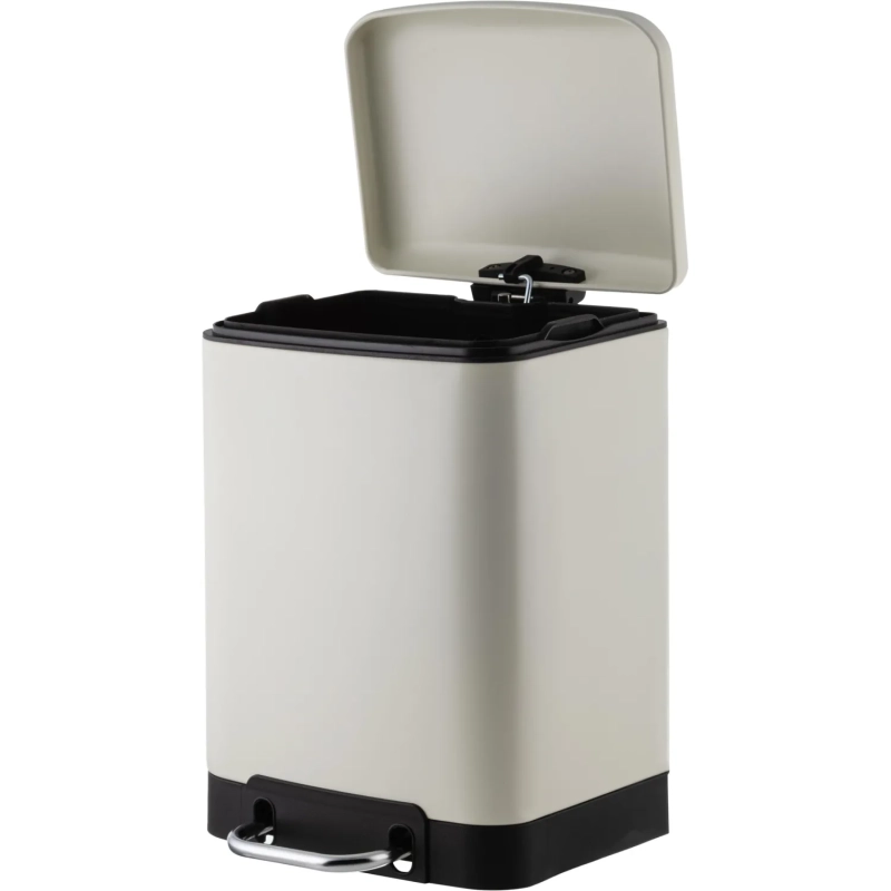 Ведро мусорное с педалью и доводчиком Luscan 6л,бежевое,прямоуг,металл