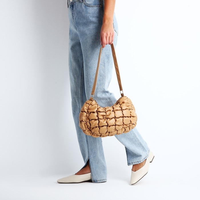 Сумка-багет на молнии, цвет бежевый Сумка-багет на молнии, цвет бежевый