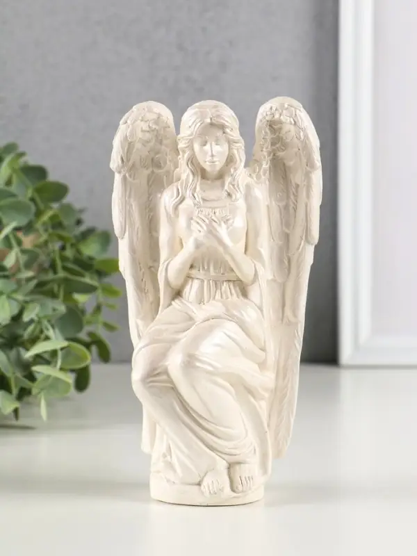 Фигура гипс Фигура гипс "Ангел Равена" 16х9 см, перламутр