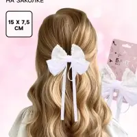 Бант для волос на заколке с лентами &laquo;Цветы&raquo;, белый, Принцессы