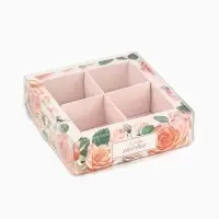 Коробка под 4 конфеты с ячейками &laquo;Для тебя&raquo;, 10&times;10&times;3 см