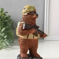 Фигурка полистоун &laquo;Медведь - солдат c автоматом, в каске с флагом России&raquo;, 16 см