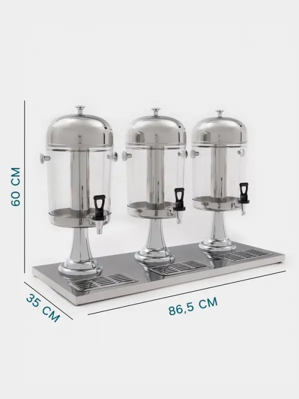 Диспенсер для напитков Hanna Kn&ouml;vel, 3 секции по 8 л, 865&times;350&times;600 мм, нержавеющая сталь, серебристый
