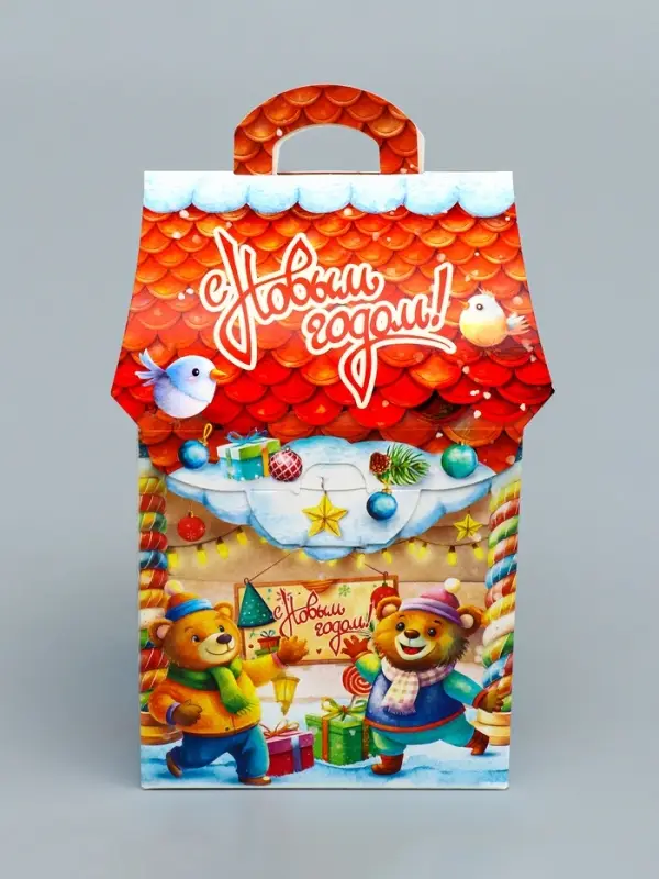 Подарочная новогодняя коробка «Карамельный», домик, 12×12×19 см Подарочная новогодняя коробка «Карамельный», домик, 12×12×19 см