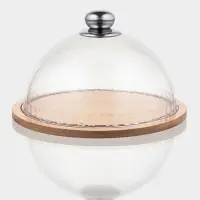 Блюдо с крышкой Доляна &laquo;Эстет&raquo;, d=23.5 см, бамбук, пластик