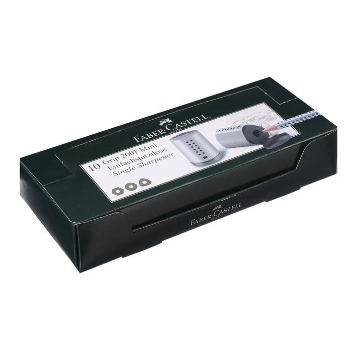 Точилка 1 отверстие с контейнером Faber-Castell Grip 2001, серебряная Точилка 1 отверстие с контейнером Faber-Castell Grip 2001, серебряная