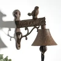 Колокол сувенирный чугун "Птица - Добро пожаловать" 13,5х16х8 см