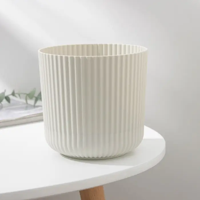 Горшок для цветов с поддоном &laquo;Вельвет&raquo;, 1,6 л, d=14 см, цвет белый ротанг