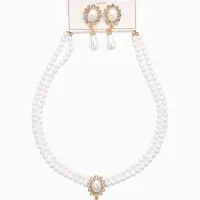 Набор 2 предмета: серьги, колье &laquo;Антуанетта&raquo;, вспышка, белый в золоте, 40 см