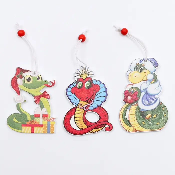 Елочные игрушки в деревянной подарочной упаковке, 9 шт.