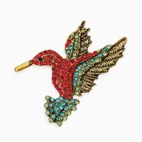 Брошь "Калибри", цветная в чернёном золоте Брошь "Калибри", цветная в чернёном золоте