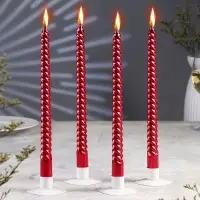 Свечи витые, 2.2&times;30 см, 4 шт., рубиновый металлик