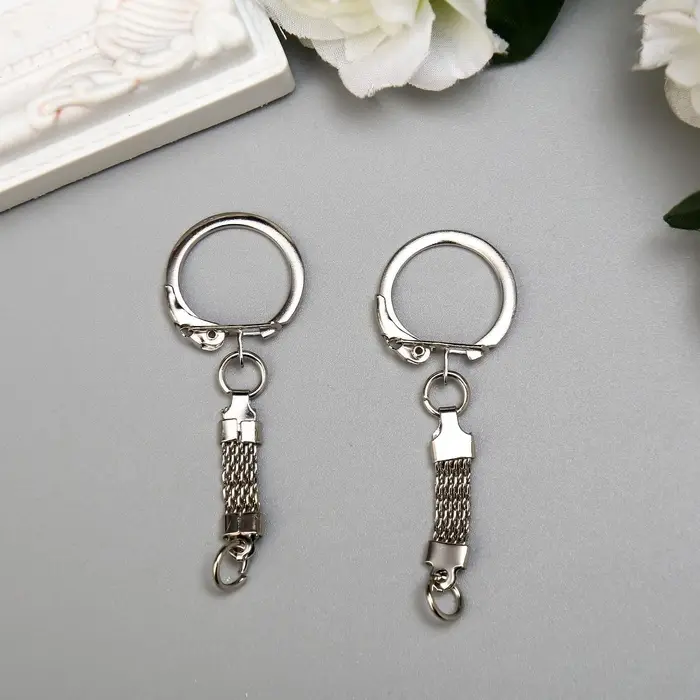 Основа для брелока карабин металл с плоской цепочкой серебро набор 15 шт 5,8х2,2 см Основа для брелока карабин металл с плоской цепочкой серебро набор 15 шт 5,8х2,2 см