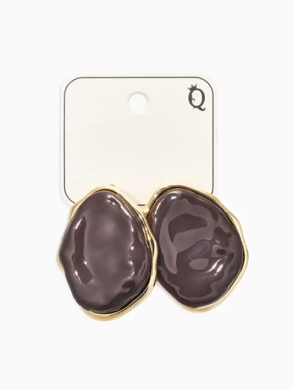 Серьги акрил мятый "Овал", цвет серый в золоте