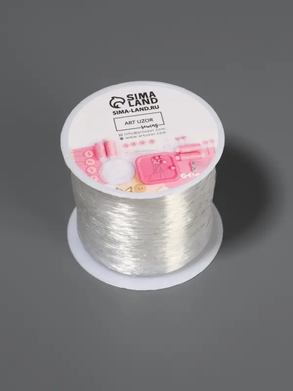 Нить для плетения, эластичная, 100&plusmn;1 м, d=0.4 мм, прозрачная