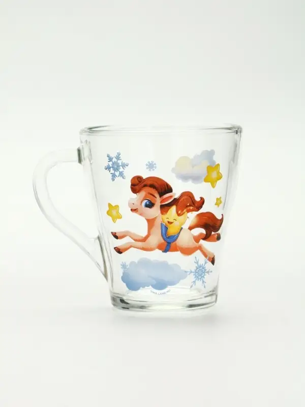 Кружки стеклянные новогодние &laquo;Весёлого праздника. Лошади&raquo;, набор 2 шт.