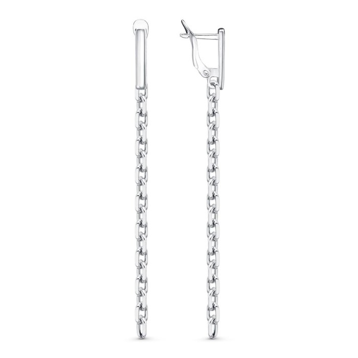 Серьги «Цепь» ряд, посеребрение Серьги «Цепь» ряд, посеребрение