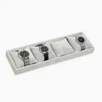 Подставка для часов, браслетов QF, флок, 4 места, 35&times;10&times;3 см, серая