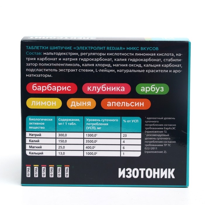 Набор 6 в 1 изотоник  Набор 6 в 1 изотоник "Электролит REDJAR" GLS микс вкусов, 60 шипучих таблеток