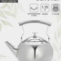 Заварочный чайник &laquo;Жуан&raquo;, 1.15 л, металлическое сито, нержавеющая сталь, хромированный