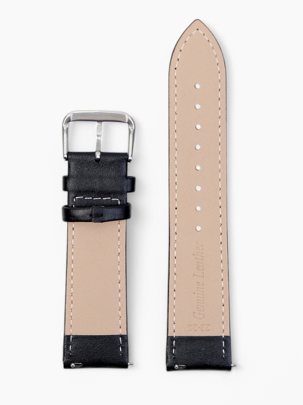 Ремешок для часов кожаный с быстросъемными шпильками, 22 мм, l-20 см, черный Ремешок для часов кожаный с быстросъемными шпильками, 22 мм, l-20 см, черный