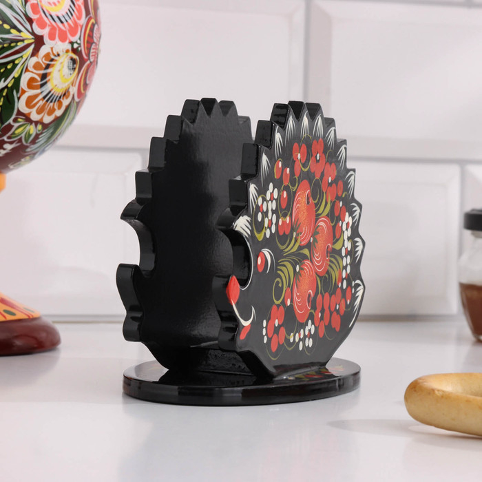 Салфетница «Ежик», 13х10 см, хохлома Салфетница «Ежик», 13х10 см, хохлома