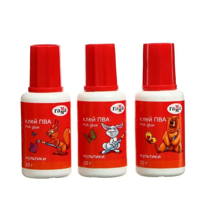 Клей ПВА Гамма &laquo;Мультики&raquo;, 20 г, с кисточкой