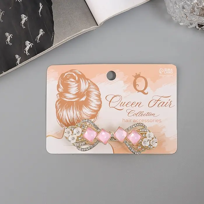 Заколка - автомат для волос QF &laquo;Розмари&raquo;, бант, 7 см, золото