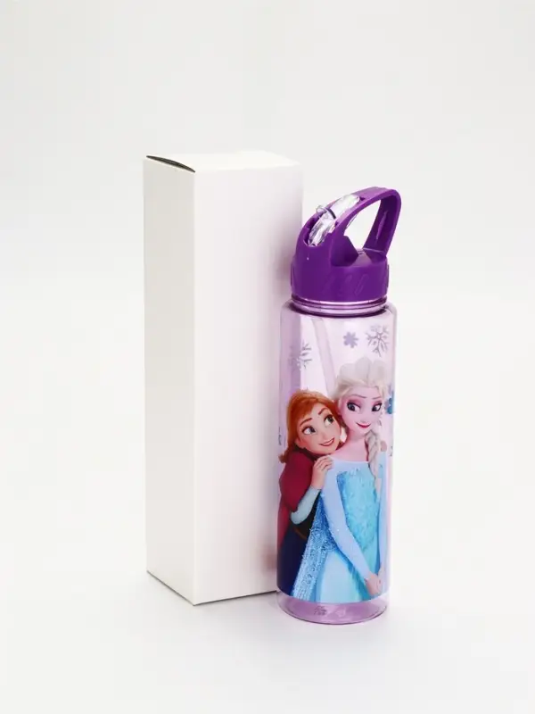 Бутылка пластиковая с трубочкой-непроливайкой &laquo;Снежная принцесса&raquo;, 750 мл