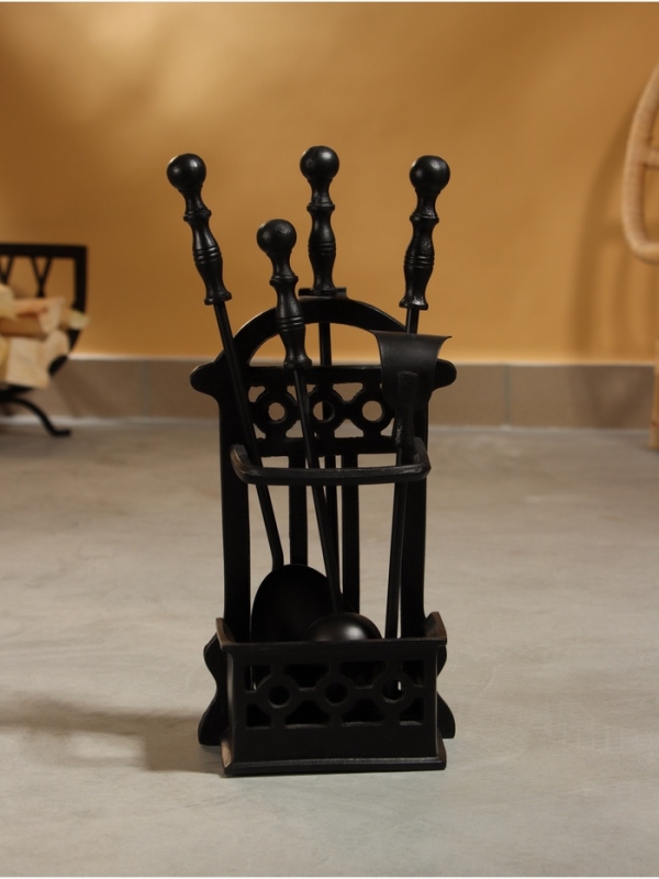 Каминный набор "Пылание" сталь, 4 предмета, 18х8х40 см