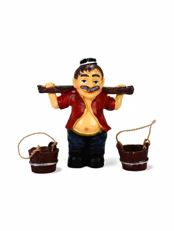 Садовая фигура из полистоуна &laquo;Дедушка с ведрами&raquo;, 20&times;7&times;19 см, Greengo