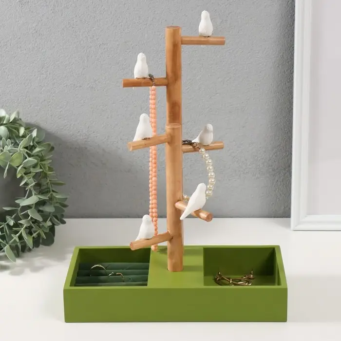 Подставка для украшений &laquo;Птички на дереве&raquo;, зелёный, 24&times;12&times;32 см