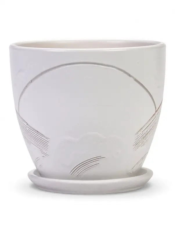 Горшок цветочный с поддоном 1,4 л, d15/h13 см белый керамика, "Голландия" (М)