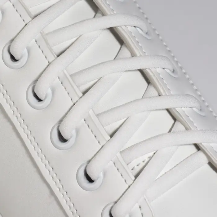 Шнурки для обуви, пара, круглые, с фиксатором, эластичные, d=5 мм, 100 см, белые