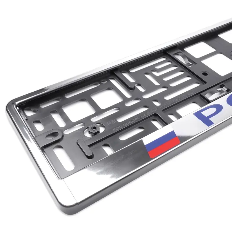 Рамка под номерной знак "Россия" (хром, синий) AVS RN-03