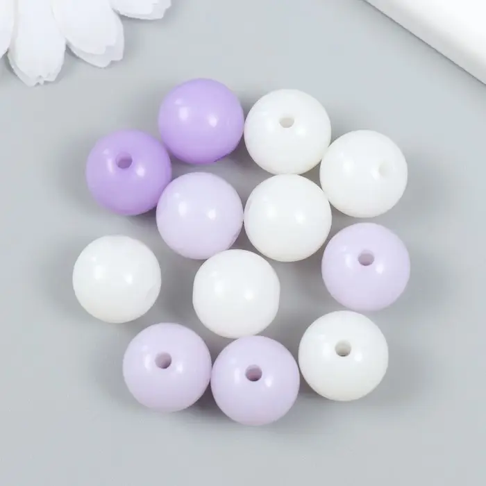 Бусины пластик "От белого к фиолетовому" глянец набор 25 гр МИКС d=1,6 см