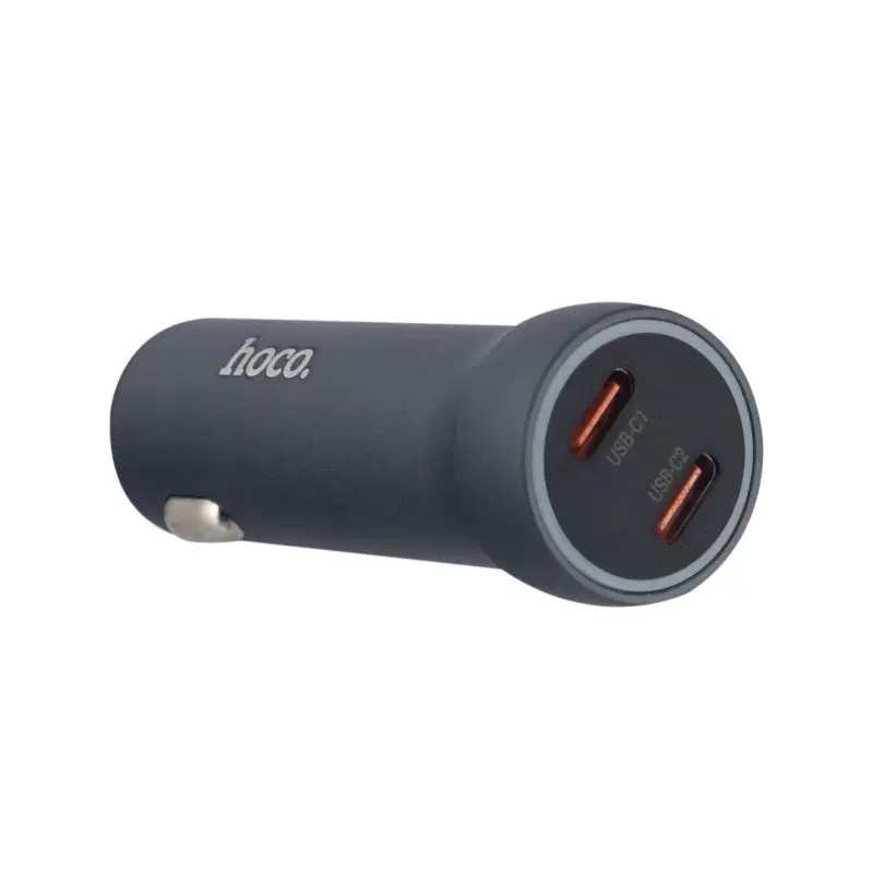 Переходник автомобильного зарядного устройства на 2 Type-C PD60W Z54B HOCO серый