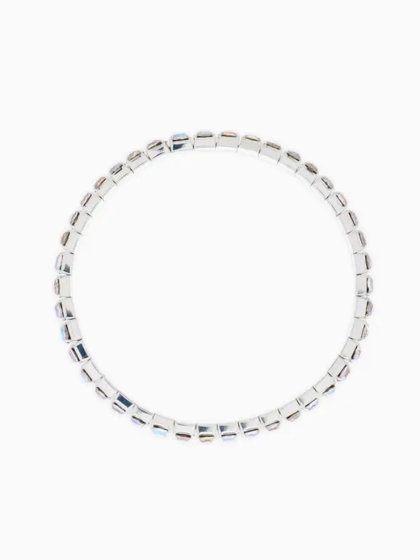 Браслет со стразами &laquo;Лёд&raquo;, d=5 см, 1 ряд, 4 мм, радужный в серебре