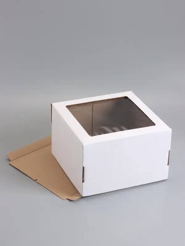 Коробка для торта, кондитерская, белая, с окном 30&times;30&times;19 см, Набор10 шт.