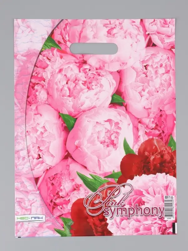 Пакет "Розовая симфония, полиэтиленовый с вырубной ручкой 30х40 см, 60 мкм
