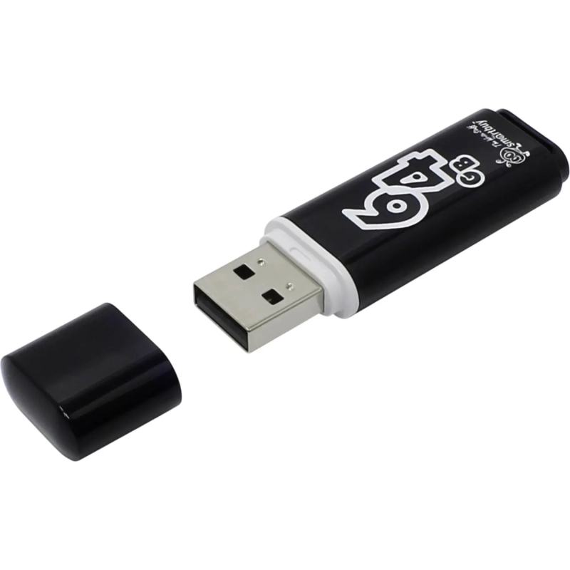 Флеш-память Smartbuy Glossy, 64Gb, USB 2.0, чер, SB64GBGS-K