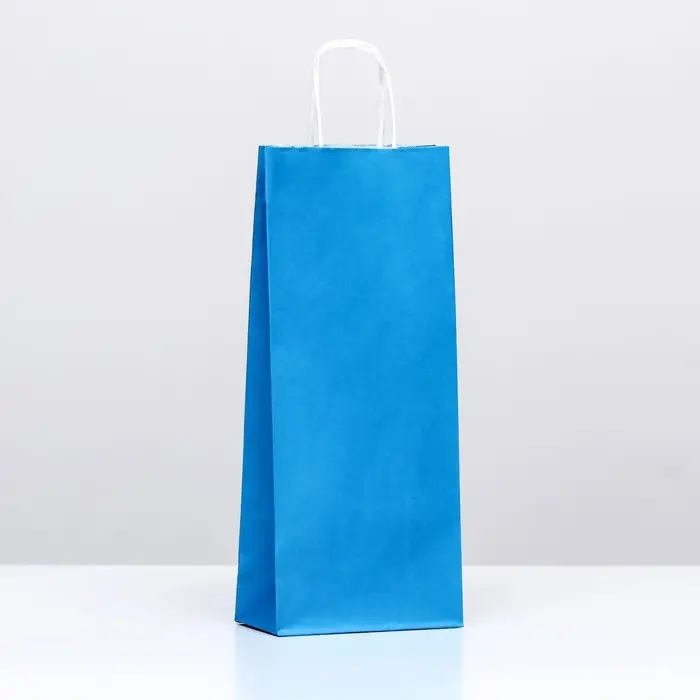 Пакет под бутылку крафтовый «Лазурный», 14×8×32 см Пакет под бутылку крафтовый «Лазурный», 14×8×32 см