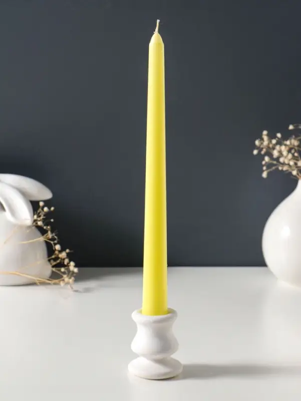 Набор свечей античных 25 см, 2 шт., 58 г, 7 ч, пастельно-жёлтый