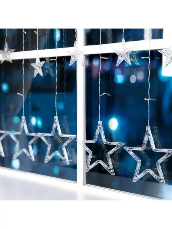 Гирлянда &laquo;Бахрома&raquo; 2.4&times;0.9 м с насадками &laquo;Звёзды&raquo;, IP20, прозрачная нить, 138 LED, свечение мульти, 8 режимов, 220 В