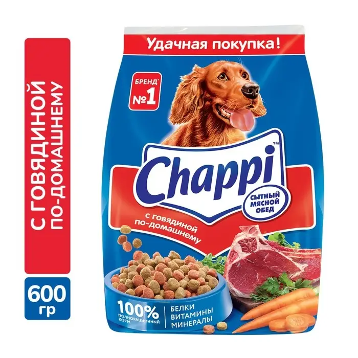 Сухой корм Chappi для собак, с говядиной по-домашнему, 600 г Сухой корм Chappi для собак, с говядиной по-домашнему, 600 г